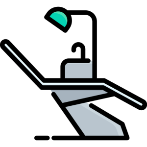 Dental chair with overhead light